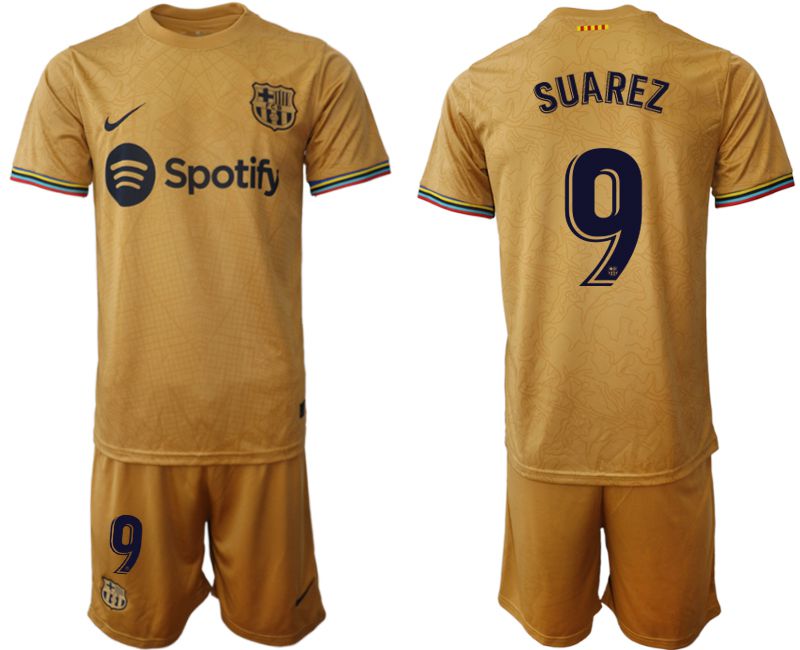 Men 2022-2023 Club Barcelona away yellow 9 Soccer Jerseys